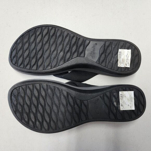 Clarks Flip Flop Sandals Womens 11 Cloudsteppers Thong Black Comfort Arla Glison - Picture 8 of 13